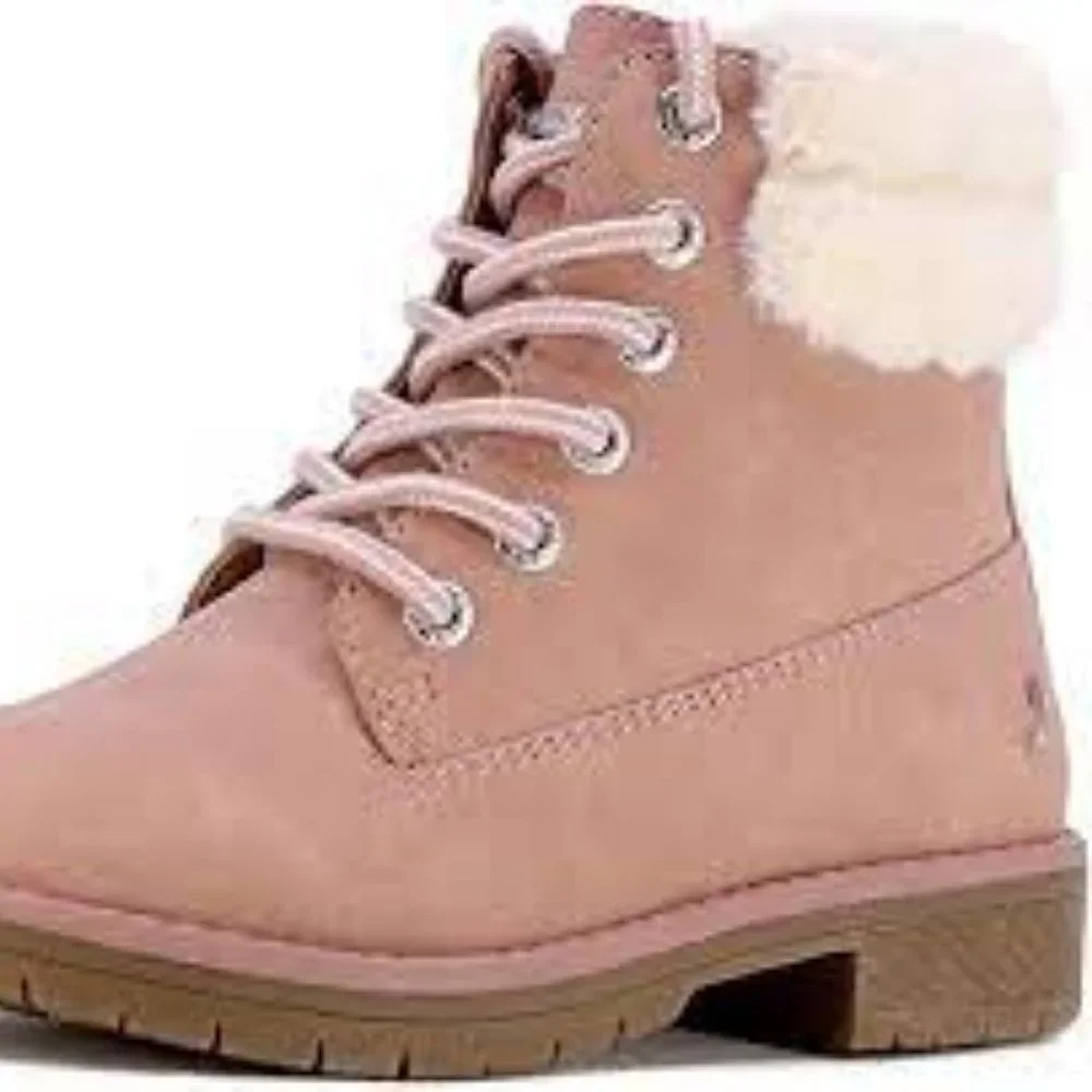 NWT NAUTICA ZABRA YOUTH‎ GIRL'S BOOT'S WITH FAUX FUR TRIM MAUVE 5